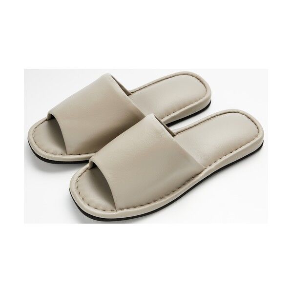 フェイクレザー前開きスリッパ