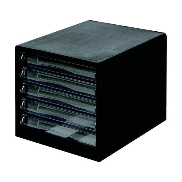 A4レターケース一体/浅5段/ブラック A4E-05B 1点
