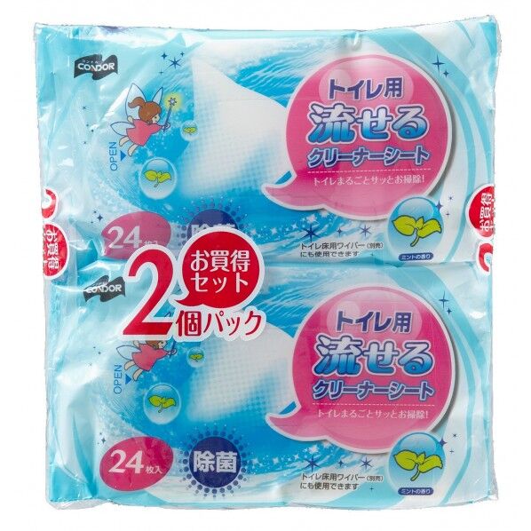 コンドル トイレ用流せるクリーナーシート 24枚入×2 1袋