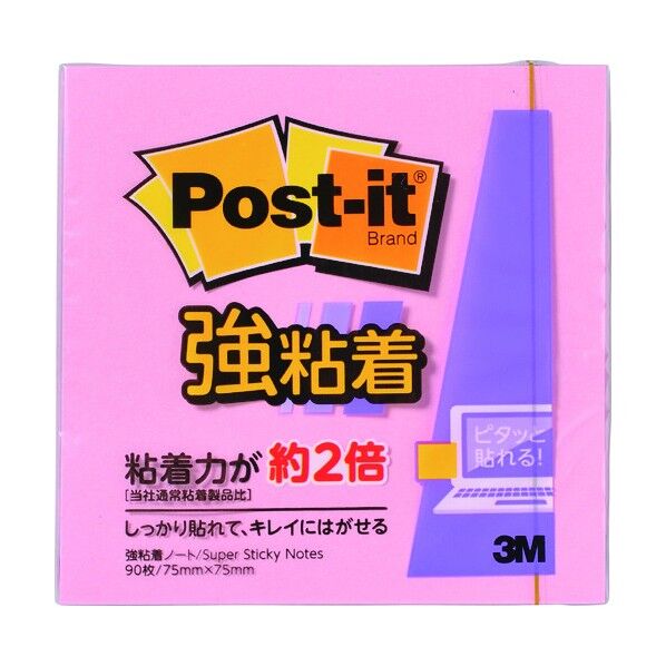 ポストイット強粘着ノートパステルカラー ピンク 654SS-RPP 90枚