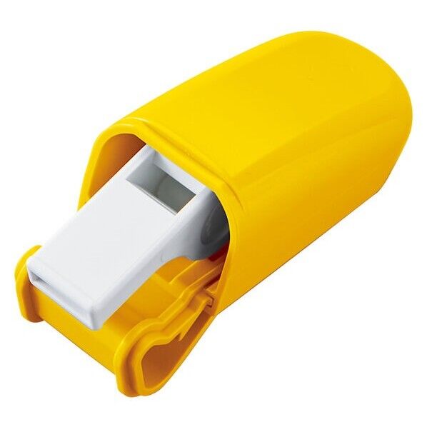 日本緑十字社 ヘルメット用ホイッスルホルダー(溝付き・溝なし兼用タイプ) STY-6701 37.5×91.5×47.5mm(ホイッスル部除く) イエロー 241072 1個...