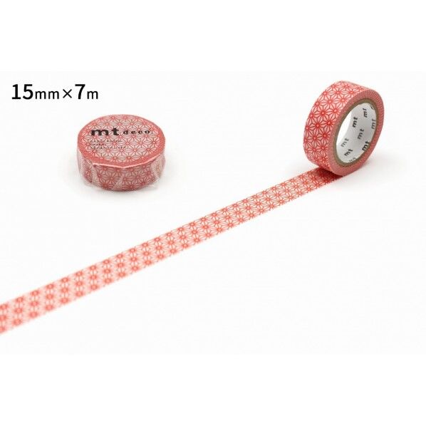 カモ井(カモイ) mt 1P 麻の葉・朱赤 15mm×7m MT01D215R 1個