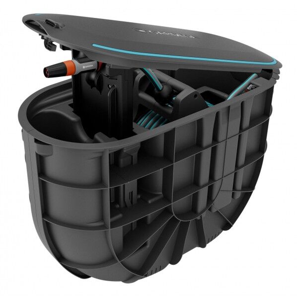 GARDENA 地下収納式 自動巻取りホースボックス RollUp M 20m ブルー M ダークグレー/ターコイズブルー/オレンジ 18650-20 1点