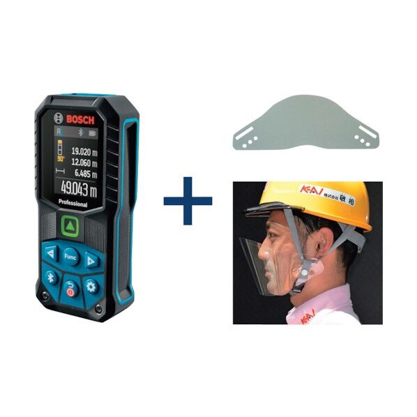 ボッシュ データ転送グリーンレーザー距離計+KEIAI飛沫減るマスク1袋 キャンペーンセット GLM5027CG+900135SET 1点