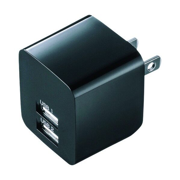 USB充電器 2ポート・合計2.4A・ブラック ACA-IP44BK 1点