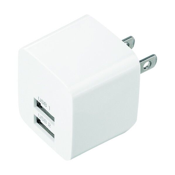 USB充電器 2ポート・合計2.4A・ホワイト ACA-IP44W 1点