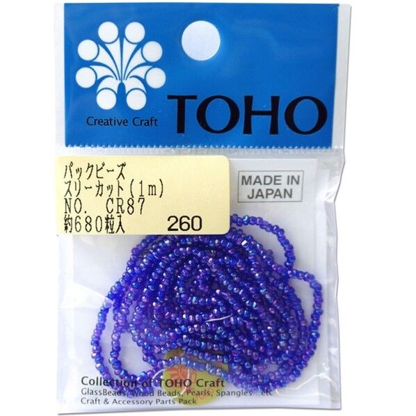 スリーカットビーズ 糸通しビーズ 外径約2.2mm 1m入り Col.CR87