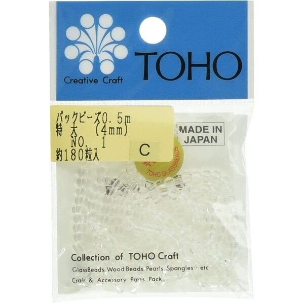 特大ビーズ 糸通しビーズ 外径約4mm 0.5m入り Col.1