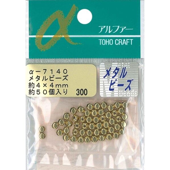 メタルビーズ 外径約4×4mm 約50個入 ゴールド