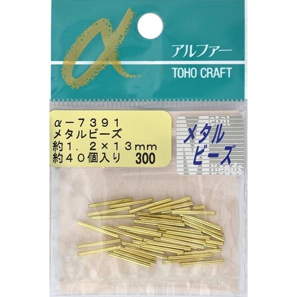 メタルビーズ ラウンド 外径約1.2×13mm 約40個入 ゴールド