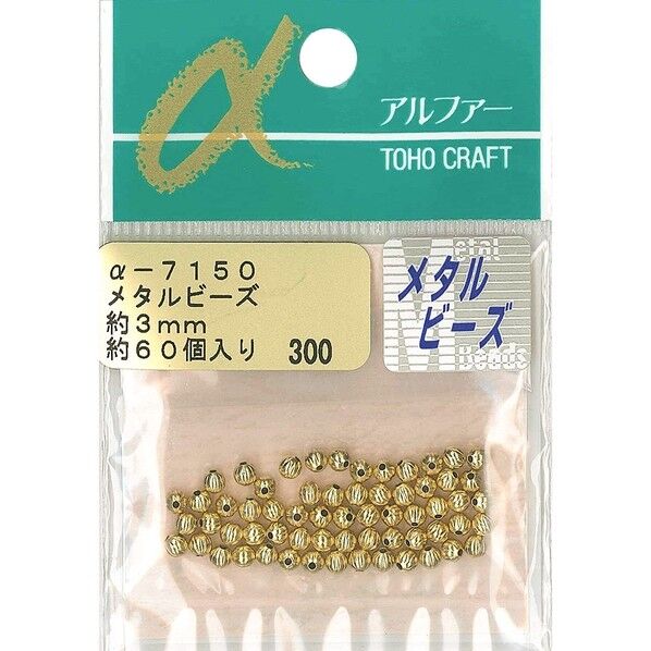 メタルビーズ 外径約3mm 約60個入 ゴールド