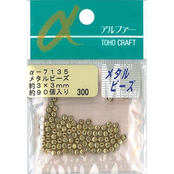メタルビーズ 外径約3×3mm 約90個入 ゴールド