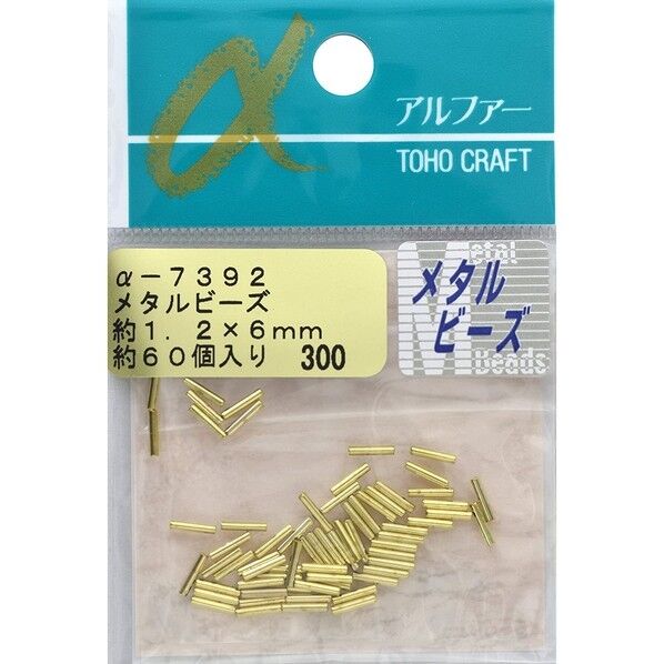 メタルビーズ ラウンド 外径約1.2×6mm 約60個入 ゴールド