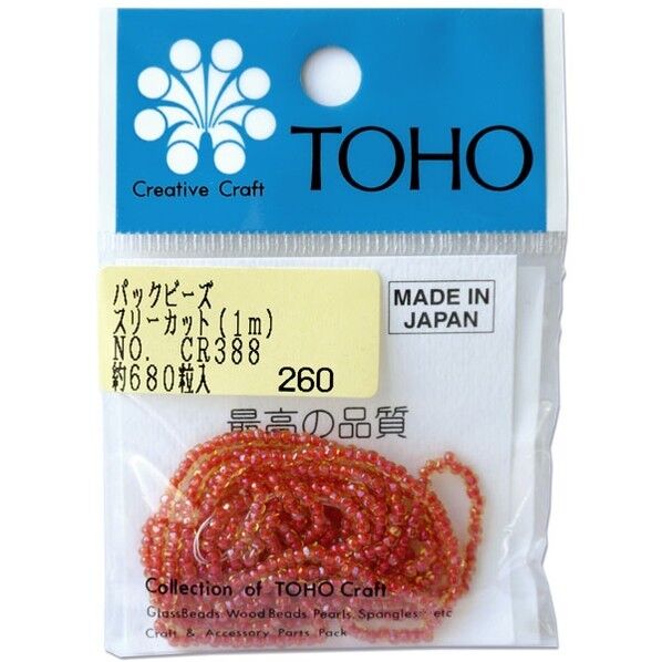 スリーカットビーズ 糸通しビーズ 外径約2.2mm 1m入り Col.CR388