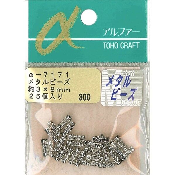 メタルビーズ 外径約3×8mm 約25個入 シルバー