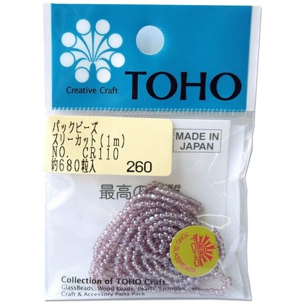 スリーカットビーズ 糸通しビーズ 外径約2.2mm 1m入り Col.CR110