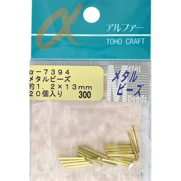 メタルビーズ スクエア 外径約1.2×13mm 約20個入 ゴールド