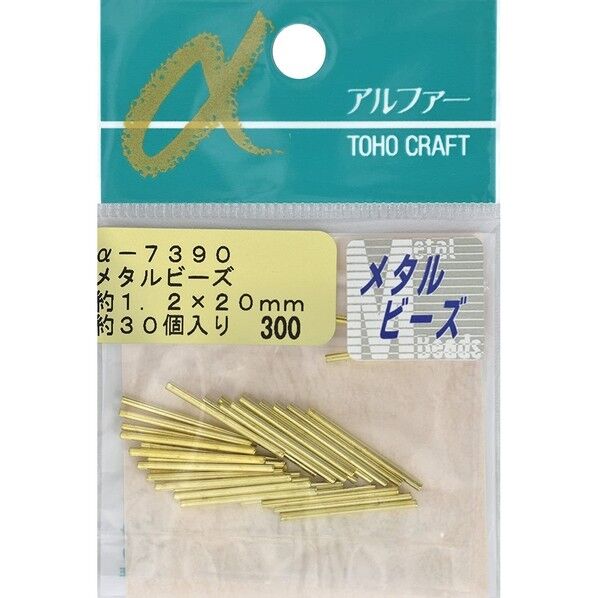 メタルビーズ ラウンド 約1.2×20mm 約30個入 ゴールド
