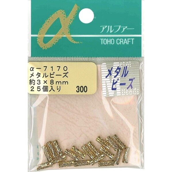 メタルビーズ 外径約3×8mm 約25個入 ゴールド