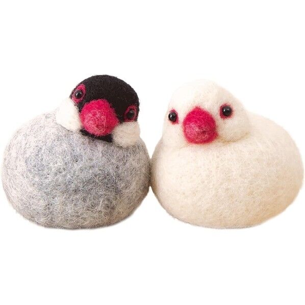 羊毛キット coma デザイン ころんともちもちわたしのことり 桜文鳥と白文鳥