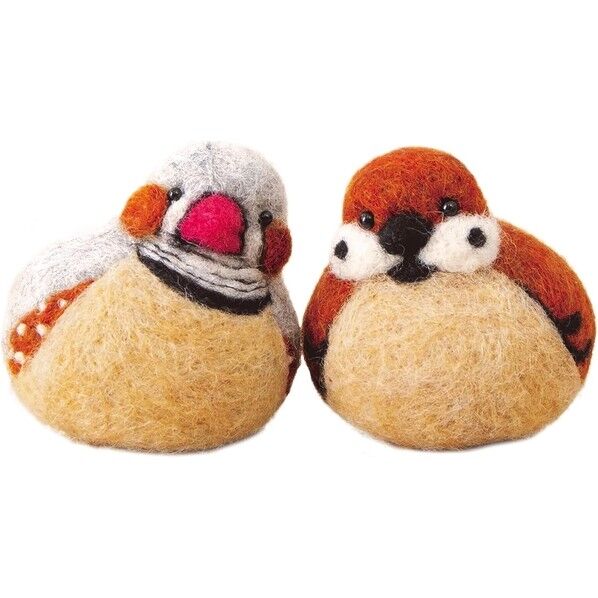 羊毛キット coma デザイン ころんともちもちわたしのことり キンカチョウとすずめ