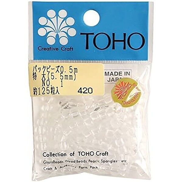 特大ビーズ 糸通しビーズ 外径約5.5mm 0.5m(約125粒)入り Col.1