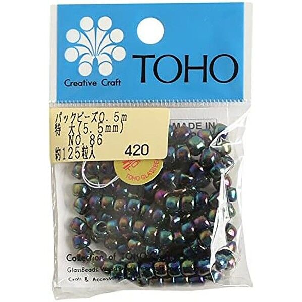 特大ビーズ 糸通しビーズ 外径約5.5mm 0.5m(約125粒)入り Col.86