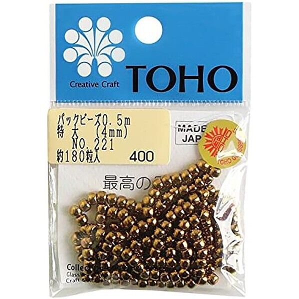 特大ビーズ 糸通しビーズ 外径約4mm 0.5m入り Col.221