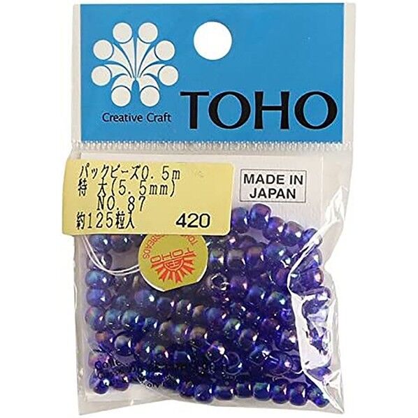 特大ビーズ 糸通しビーズ 外径約5.5mm 0.5m(約125粒)入り Col.87