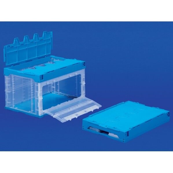 扉付きオリコン 50L フタ一体型 サンクレットオリコン 50BトビラL ブルー透明 50B 1個