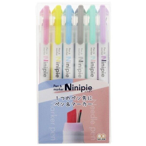 サンスター文具 ペンマーカーNinipie ソフトカラー6色セット S4591739 6本
