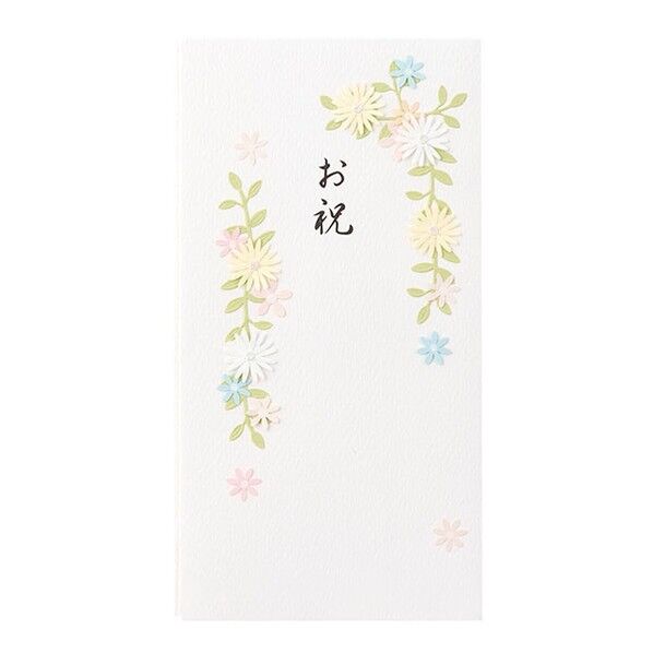 デザインフィル PC金封061 お祝 花の枠 白 25061006 1枚