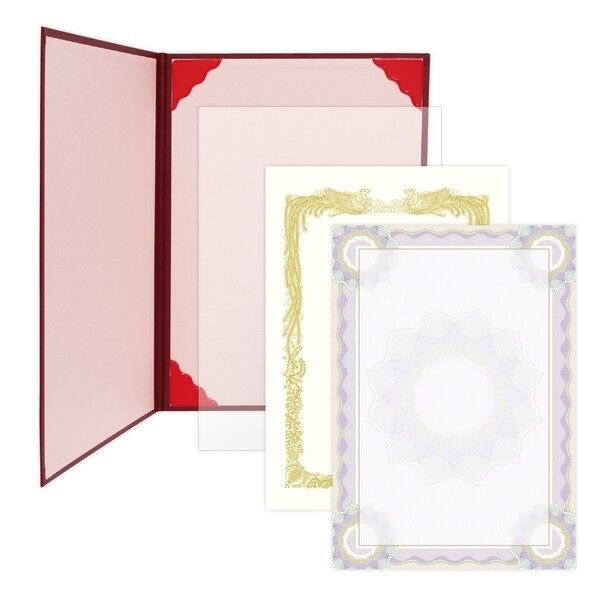 証書ファイル A4 用紙入り 濃緋紅