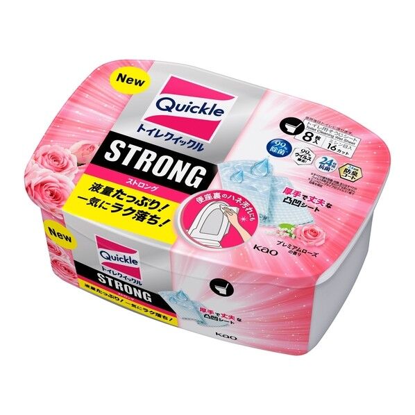 花王 トイレクイックル ストロング プレミアムローズの香り 容器入 8枚 417688 1個...