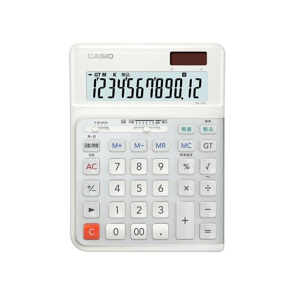 カシオ人間工学電卓12桁 白 DE-12D-WE-N 1台
