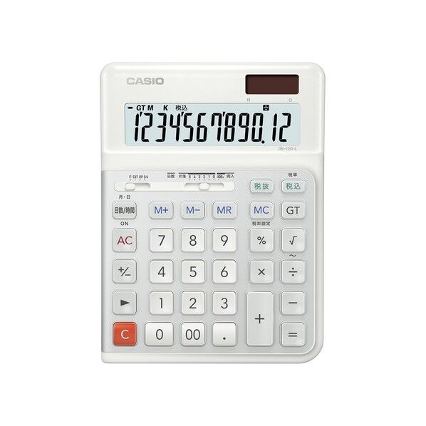 カシオ計算機 人間工学電卓左手用 ホワイト DE-12D-L-WE-N 1点