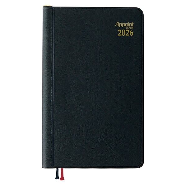 アポイント 2026 アポイント 1W+横罫 鉛筆付◆ 手帳 ブラック E1002 1冊