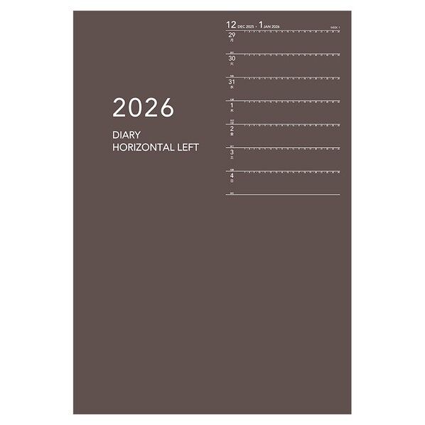 2026 アホﾟイントノートタイフﾟ B6 1週間+横罫 フﾞラウン◆