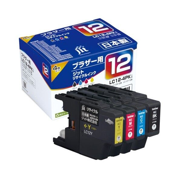 ブラザー brother LC12-4PK対応ジットリサイクルインクカートリッジ 4色パック JIT-B124P 1個
