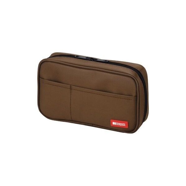 ペンケース(ブックタイプ) 茶 200×50×120mm A7551-9 1個