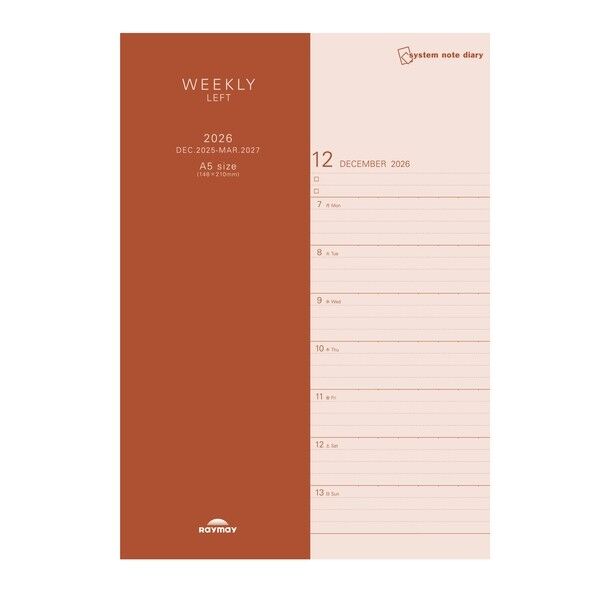 26システムノートダイアリー レフトA5