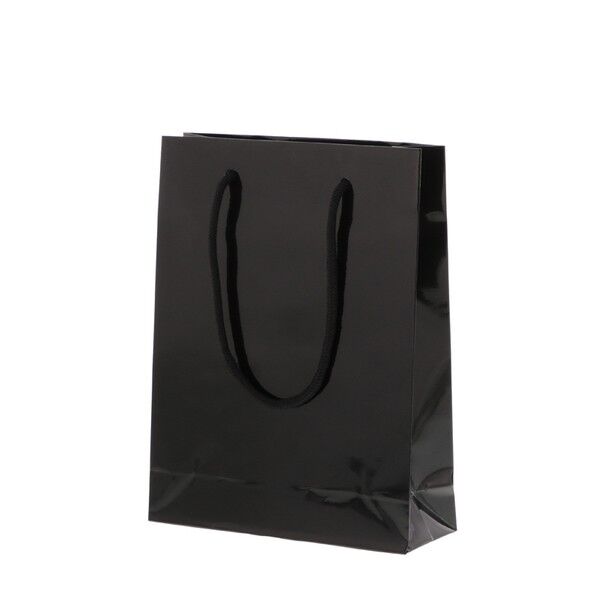 HEIKO 紙袋 ブライトバッグ MM(グロスPP貼り) 10枚 黒 185×マチ65×240mm 006138300 1枚