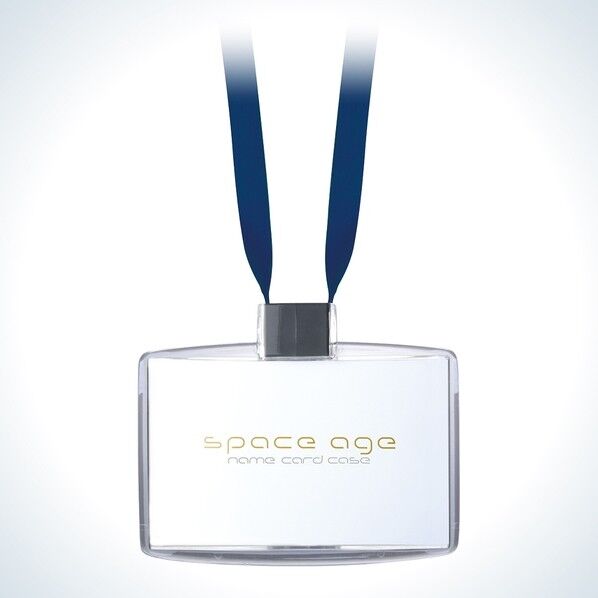 ネックストラップカードホルダー 名刺サイズ スペースエイジ ブルー EX-2604-B 1個