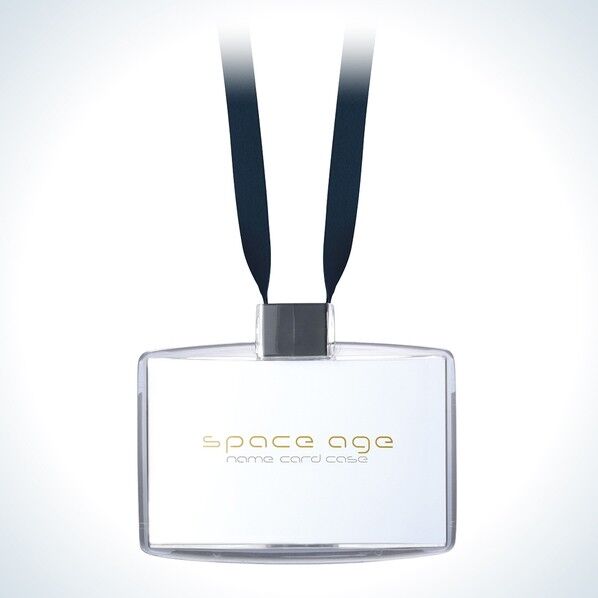 ネックストラップカードホルダー 名刺サイズ スペースエイジ ブラック EX-2604-D 1個