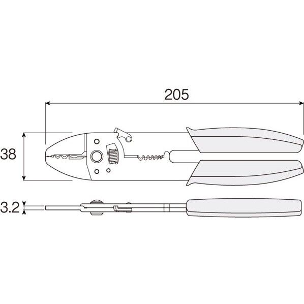 ホーザン 圧着工具 205mm P-704 1点
