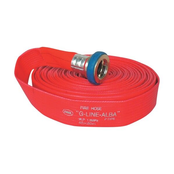 散水/消防用 1.6MPa 両面樹脂引ホース『Gラインアルバ』アルミ製町野式金具付(アルミ加締)