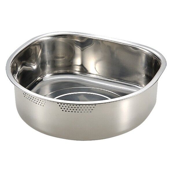 18-8洗い桶D型(穴あき・ラバー付) 001019002 1個