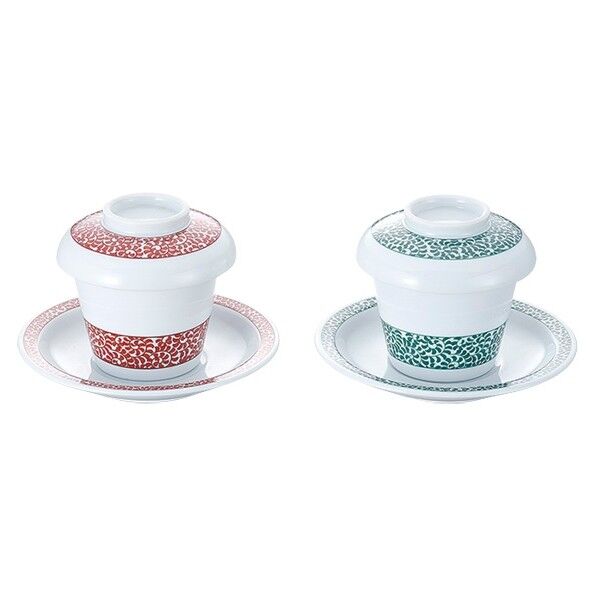 たこ唐草スープ碗受皿 赤 直径×高さmm:φ158×H22 1点