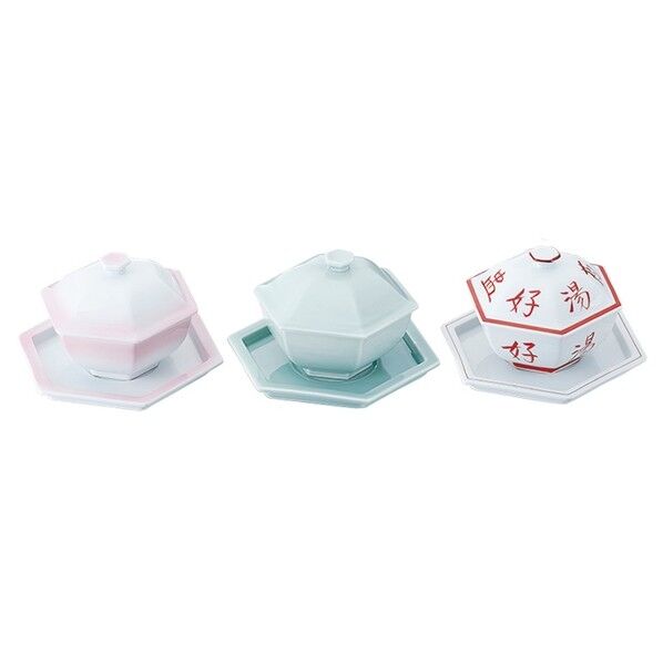 ピンクぼかし 六角蓋物 大 縦×横×高さmm×（容量cc）:140×140×H110×（400） 1点