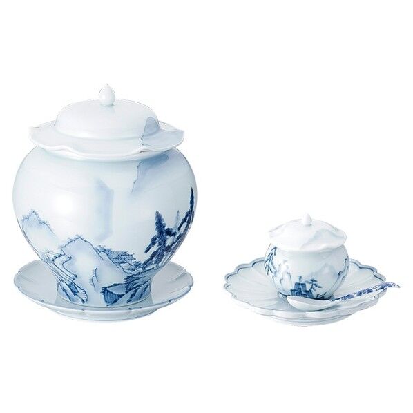 青磁山水仏跳壇 花割皿 小 直径×高さmm×（容量cc）:φ110×H22 1点